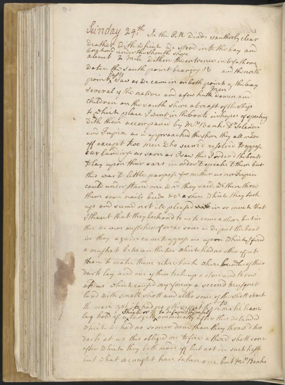 Image of Lt Cook's Endeavour Journal 29th April 1770